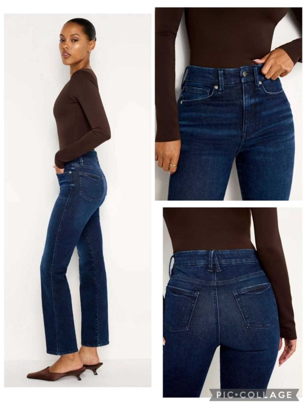 Good American High-Rise Straight Leg Jeans in Dark Indigo - Picture 9 of 15